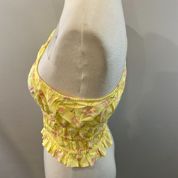 NWOT BP Floral‎ One-Shoulder Crop Top in Yellow Lemonade Sophie Floral (M) - Picture 4 of 9